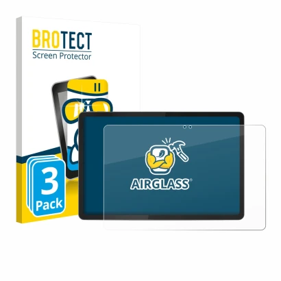 Front side of a product packaging with the brand logo BROTECT. Next to it is the device Lenovo Idea Tab 11