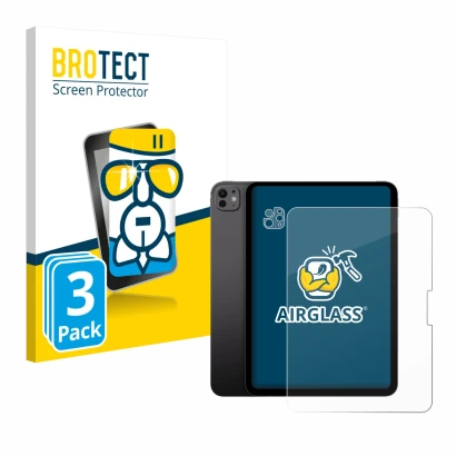 Front side of a product packaging with the brand logo BROTECT. Next to it is the device Apple iPad Pro 11" 2024 (Front+Camera)