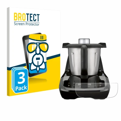 Front side of a product packaging with the brand logo BROTECT. Next to it is the device SilverCrest Monsieur Cuisine compact s