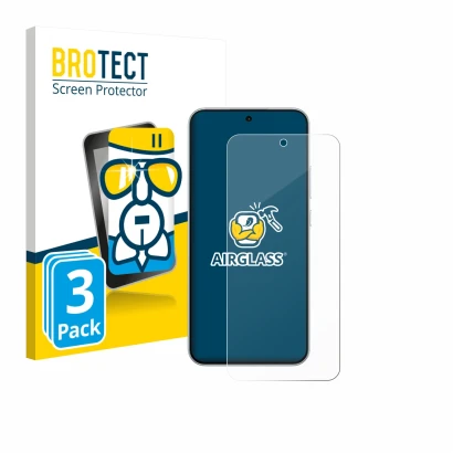 Front side of a product packaging with the brand logo BROTECT. Next to it is the device Oppo A6 Pro shown with the correspondi