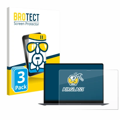 Front side of a product packaging with the brand logo BROTECT. Next to it is the device Samsung Galaxy Book6 Pro 16" shown wit