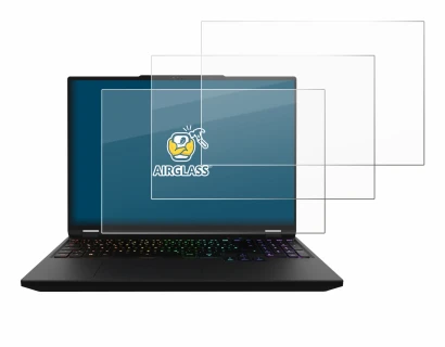 Image of the device XMG Apex 16 Max with a wide variety of screen protectors.