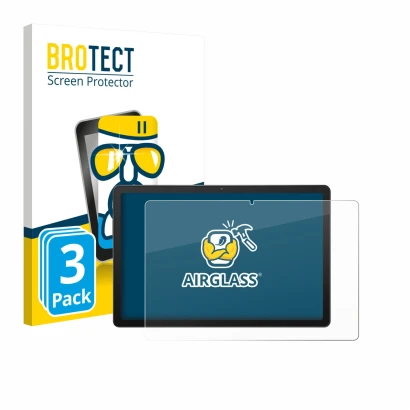 Front side of a product packaging with the brand logo BROTECT. Next to it is the device Sunmi CPad 8.7