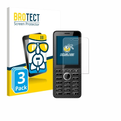 Front side of a product packaging with the brand logo BROTECT. Next to it is the device Energizer E288S shown with the corresp