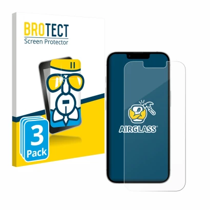 Front side of a product packaging with the brand logo BROTECT. Next to it is the device Apple iPhone 17e shown with the corres