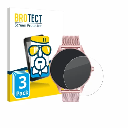 Front side of a product packaging with the brand logo BROTECT. Next to it is the device TAOLOON Smartwatch 1.27" shown with th
