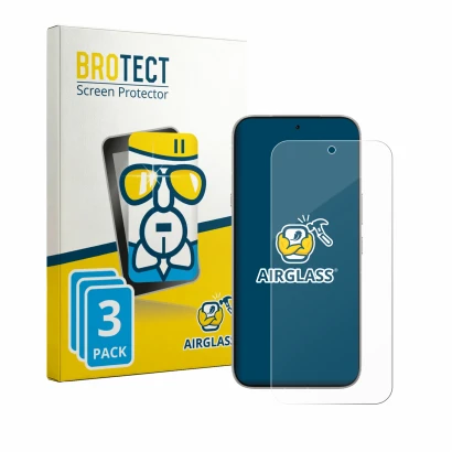 Front side of a product packaging with the brand logo BROTECT. Next to it is the device Infinix Note 60 shown with the corresp