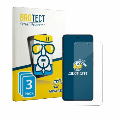 Front side of a product packaging with the brand logo BROTECT. Next to it is the device Honor X7e shown with the corresponding