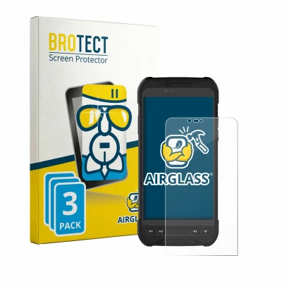 Front side of a product packaging with the brand logo BROTECT. Next to it is the device Stonex S60 shown with the correspondin