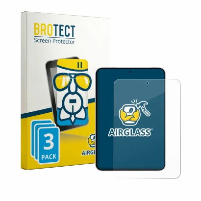 Front side of a product packaging with the brand logo BROTECT. Next to it is the device Oppo Pad Mini shown with the correspon