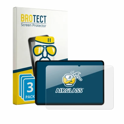 Front side of a product packaging with the brand logo BROTECT. Next to it is the device RedMagic Gaming Tablet 5 Pro shown wit