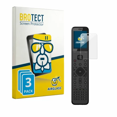 Front side of a product packaging with the brand logo BROTECT. Next to it is the device Sofabaton U3 shown with the correspond
