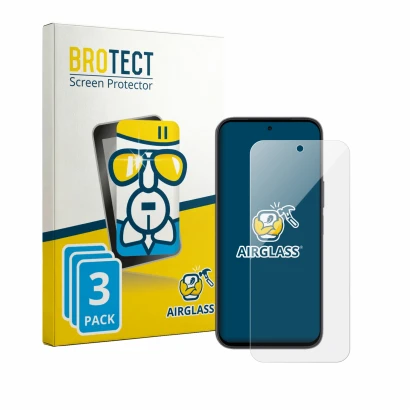 Front side of a product packaging with the brand logo BROTECT. Next to it is the device Honor X6e shown with the corresponding