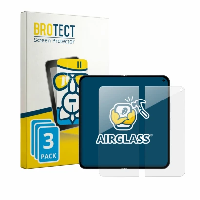 Front side of a product packaging with the brand logo BROTECT. Next to it is the device Google Pixel 11 Pro Fold (Inner displa