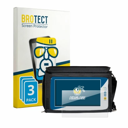 Front side of a product packaging with the brand logo BROTECT. Next to it is the device Rover EXA 9 shown with the correspondi