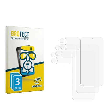 Front side of a product packaging with the brand logo BROTECT. Next to it is the corresponding screen protector.