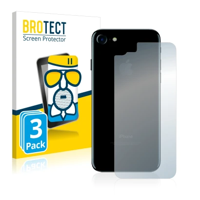 Front side of a product packaging with the brand logo BROTECT. Next to it is the device Apple iPhone 7 Back (entire surface) s