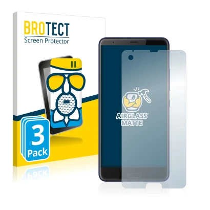 Front side of a product packaging with the brand logo BROTECT. Next to it is the device HTC U Ultra shown with the correspondi