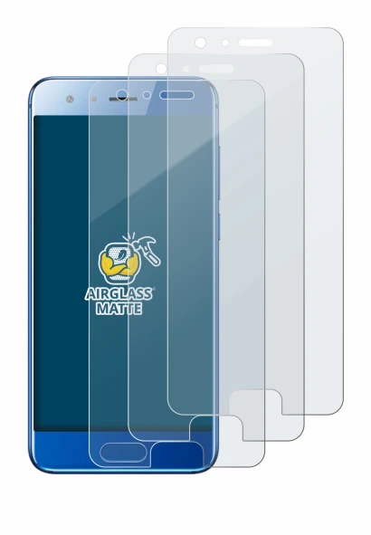 Image of the device Honor 9 with a wide variety of screen protectors.