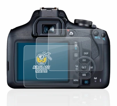 Image of the device Canon EOS 2000D with a wide variety of screen protectors.
