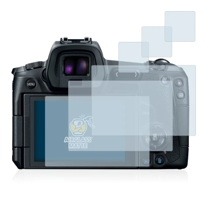 Image of the device Canon EOS R with a wide variety of screen protectors.