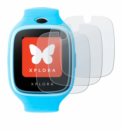 Image of the device Xplora Go with a wide variety of screen protectors.