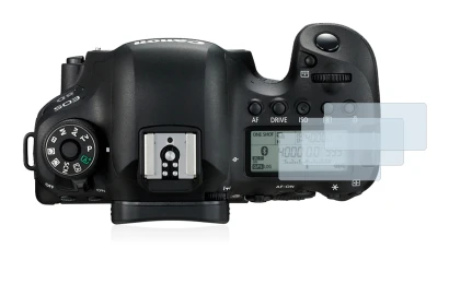 Image of the device Canon EOS 6D (top plate display) with a wide variety of screen protectors.