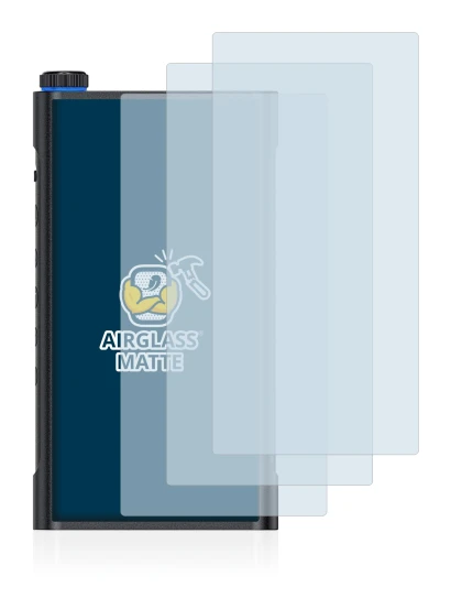Image of the device FiiO M15 with a wide variety of screen protectors.