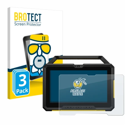 Front side of a product packaging with the brand logo BROTECT. Next to it is the device Dell Latitude 7220 shown with the corr