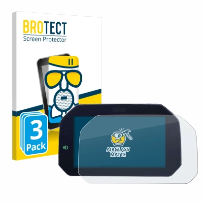 Front side of a product packaging with the brand logo BROTECT. Next to it is the device BMW S 1000 RR 2019 Connectivity TFT 6.