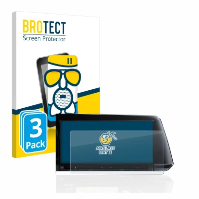Front side of a product packaging with the brand logo BROTECT. Next to it is the device Volkswagen Golf 8 2020 Discover Pro 10
