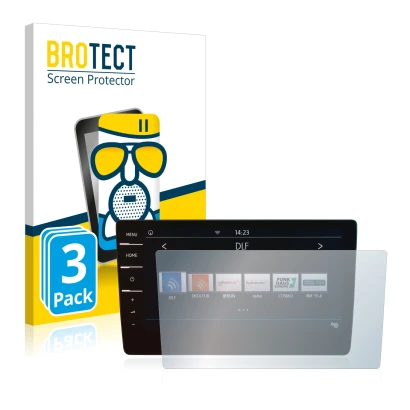 Front side of a product packaging with the brand logo BROTECT. Next to it is the device Volkswagen Arteon Shooting Brake TDI 2