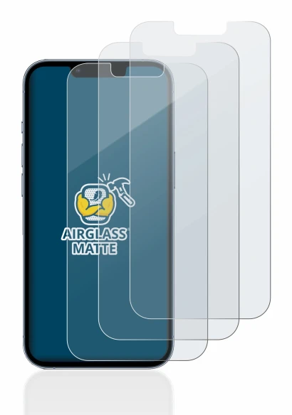 Image of the device Apple iPhone 13 Pro with a wide variety of screen protectors.