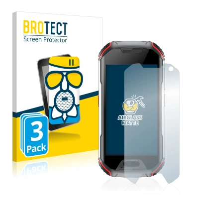 Front side of a product packaging with the brand logo BROTECT. Next to it is the device Unihertz Atom XL shown with the corres