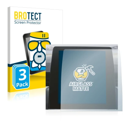 Front side of a product packaging with the brand logo BROTECT. Next to it is the device Renault Zoe 2020 Easy Link 9.3" shown