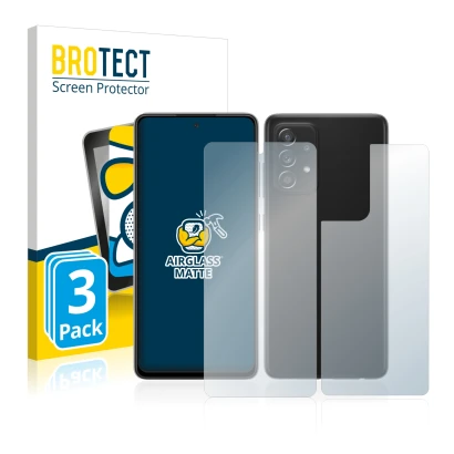 Front side of a product packaging with the brand logo BROTECT. Next to it is the device Samsung Galaxy A52s 5G (Front+Back) sh