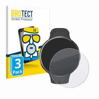Front side of a product packaging with the brand logo BROTECT. Next to it is the device Polar Pacer Pro shown with the corresp
