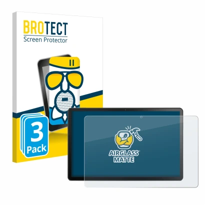 Front side of a product packaging with the brand logo BROTECT. Next to it is the device Lenovo Tab M10 Plus (3th Gen.) shown w