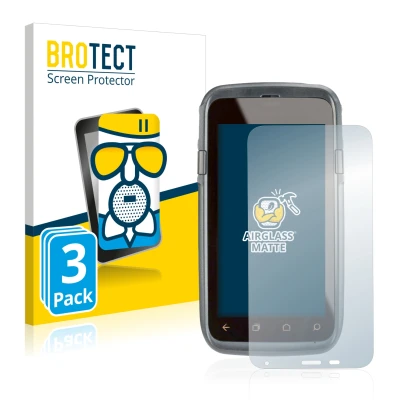 Front side of a product packaging with the brand logo BROTECT. Next to it is the device Honeywell Dolphin CT60 XP shown with t