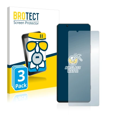 Front side of a product packaging with the brand logo BROTECT. Next to it is the device Sony Xperia 5 IV shown with the corres