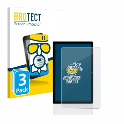 Front side of a product packaging with the brand logo BROTECT. Next to it is the device Blackview Tab 16 shown with the corres