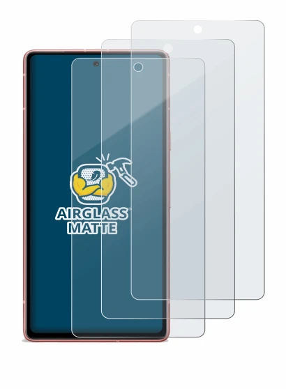 Image of the device Google Pixel 7a with a wide variety of screen protectors.