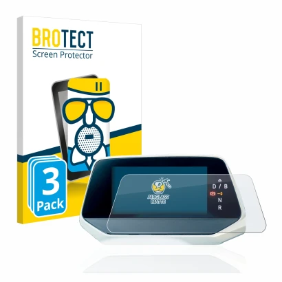 Front side of a product packaging with the brand logo BROTECT. Next to it is the device Volkswagen ID.4 Digitalcockpit shown w