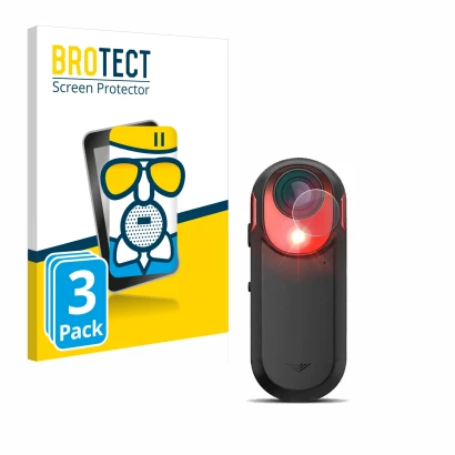 Front side of a product packaging with the brand logo BROTECT. Next to it is the device Garmin Varia RCT 715 shown with the co