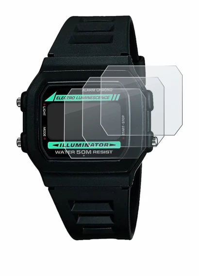 Image of the device Casio W-86-1VQES with a wide variety of screen protectors.