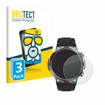Front side of a product packaging with the brand logo BROTECT. Next to it is the device IFMDA S100 1.45" shown with the corres
