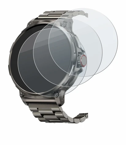 Image of the device Tesofit Smartwatch 1.85" (round) with a wide variety of screen protectors.