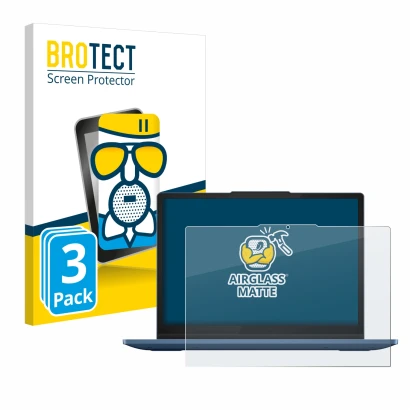 Front side of a product packaging with the brand logo BROTECT. Next to it is the device Lenovo IdeaPad Flex 3 Chrome 12IAN8 sh