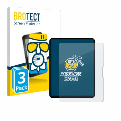 Front side of a product packaging with the brand logo BROTECT. Next to it is the device Apple iPad Pro 13" WiFi 2024 shown wit