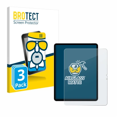 Front side of a product packaging with the brand logo BROTECT. Next to it is the device Apple iPad Air 13" M2 WiFi 2024 shown 